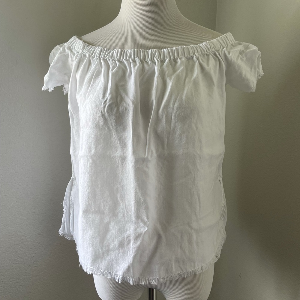 Bella Dahl off the shoulder frayed white top size S